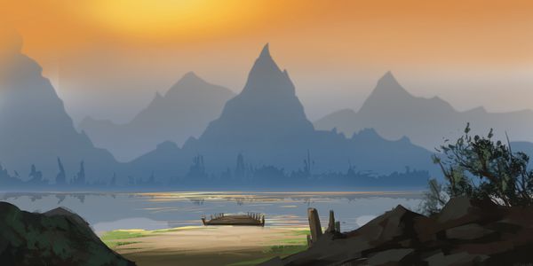 کوه و رودخانه چین زمینه داستان هنر مفهومی تصویر واقعی بازی ویدیویی Digital CG Artwork مناظر طبیعت
