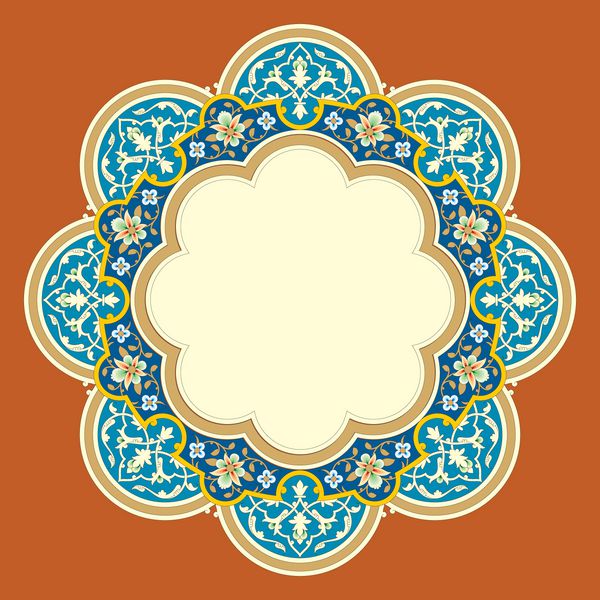 قاب گل عربی طرح سنتی اسلامی عنصر دکوراسیون مسجد پیش زمینه ظرافت با منطقه ورودی متن در یک مرکز