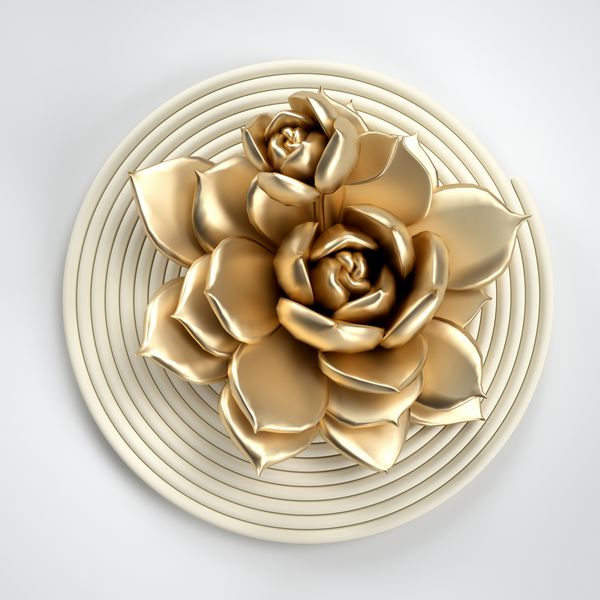 3D عناصر طراحی برگ و گل را طلایی کنید عناصر دکوراسیون برای کریسمس خانه دعوت کارت های عروسی روز ولنتاین کارت های تبریک گلدان های گلدانی جدا شده بر روی زمینه سفید