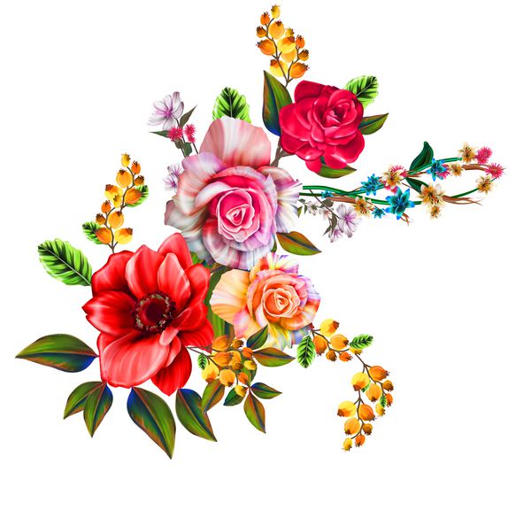 تصویر گل دسته گل با گلهای روشن روشن برگهای سبز برای عروسی ثابت تبریک تصاویر زمینه مد پس زمینه بافت DIY بسته بندی کارت