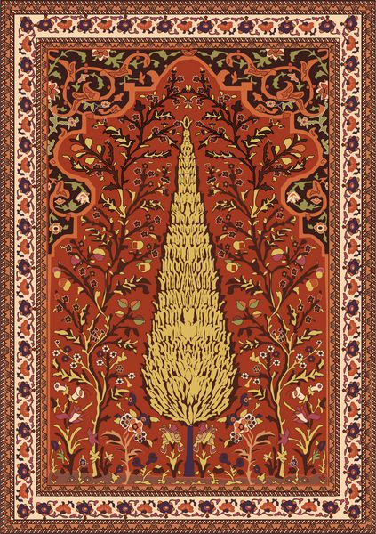 فرش ایرانی بافت بردار قبیله ای ویرایش و تغییر چند رنگ آسان توسط پنجره swatch