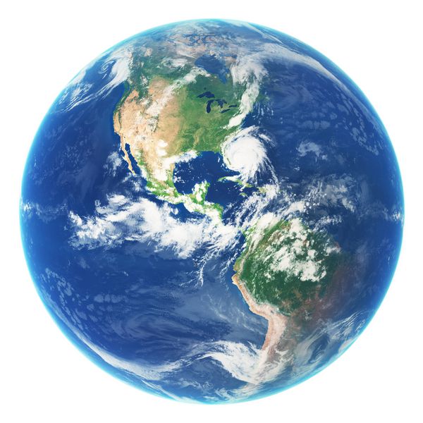 کره زمین جدا شده بر روی زمینه سفید عناصر این تصویر که توسط ناسا تهیه شده است