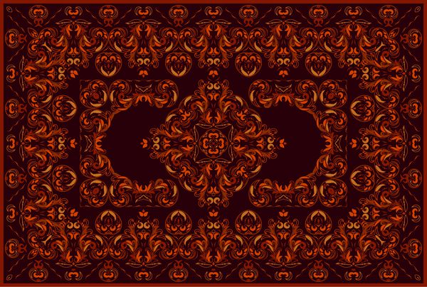الگوی پرنعمت عربی فرش رنگی ایرانی تزئینات غنی برای طراحی پارچه دست ساز دکوراسیون داخلی منسوجات پس زمینه قرمز