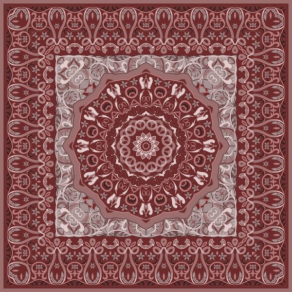 الگوی عربی باستان فرش قرمز ایرانی با تزئینات غنی برای طراحی پارچه دستباف دکوراسیون داخلی پارچه