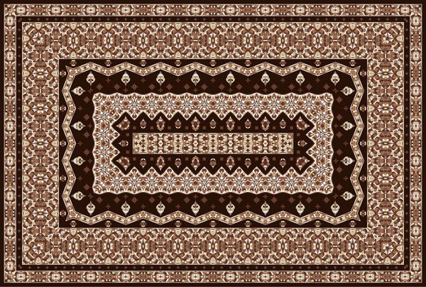 الگوی پرنعمت عربی فرش رنگی ایرانی تزئینات غنی برای طراحی پارچه دست ساز دکوراسیون داخلی منسوجات زمینه قهوه ای