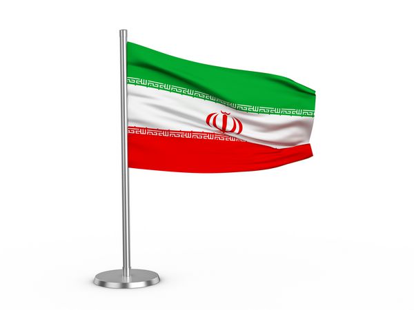 کف زدن پرچم ایران بر روی زمینه سفید تصویر سه بعدی