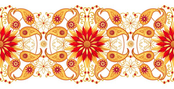 رندر سه بعدی گلهای سبک طلایی فرهای ظریف و براق عنصر پیزلی الگوی بدون درز arabesques سبک شرقی توری درخشان خیار ترکی هندی