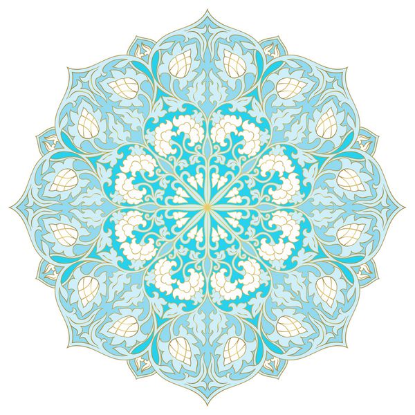 وکتور ماندارین گل عنصر طراحی آبی تزئینات ظریف شرقی