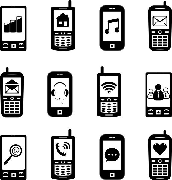 نمادهای تلفن با علائم اینترنتی روی صفحه نمایش