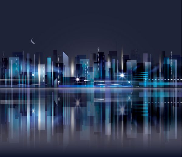 افق شهر در شب گرافیک نسخه شهری از نسخه شهری Raster