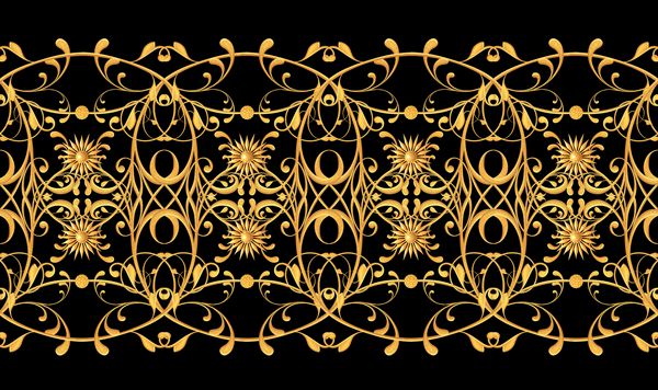 الگوی بدون درز فرهای بافت طلایی arabesques سبک شرقی توری درخشان گلهای تزیینی ظرافت بافی ظریف رندر سه بعدی