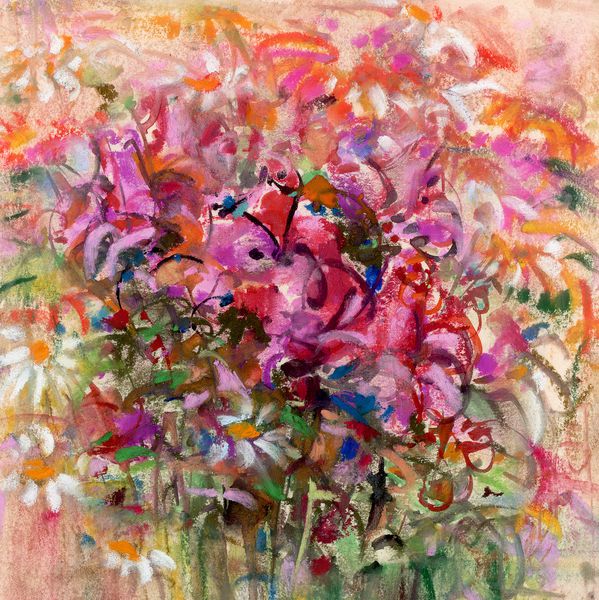 گلهای مروارید و گل رز نقاشی پاستیل انتزاعی نرم زمینه هنری