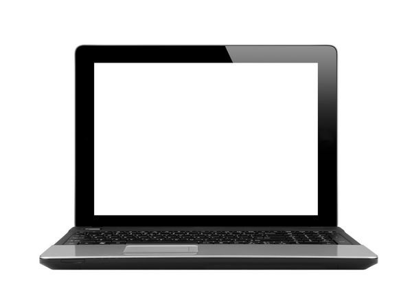 لپ تاپ سیاه جدا شده در پس زمینه سفید