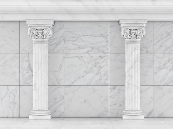 ستون های باستانی کلاسیک قسمت داخلی مفهوم