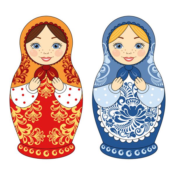 دو عروسک matryoshka روسی