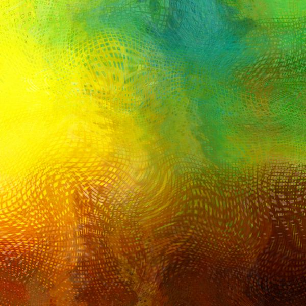 الگوی موج انتزاعی رنگی هرج و مرج هنر پس زمینه تاری در رنگ های زرد روشن قهوه ای نارنجی سبز و طلایی