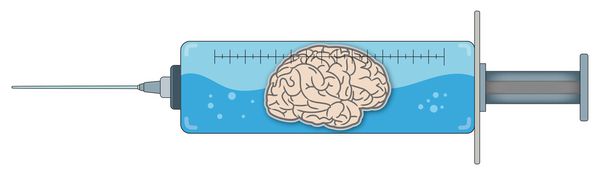 تصویر یک سرنگ با یک مغز در داخل نماد تزریق هوش است