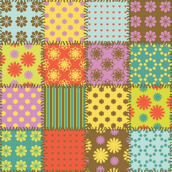پیش زمینه patchwork با الگوهای مختلف