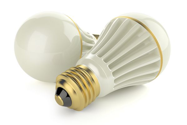 اقتصاد لامپ های LED جدا شده در پس زمینه سفید