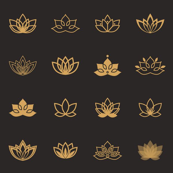 نمادهای نماد Lotus برچسب های وکتور گلدار برای صنعت Wellness