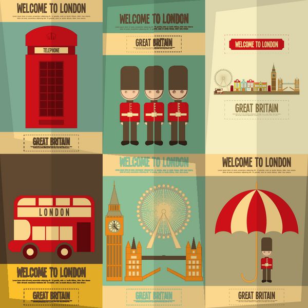 لندن مجموعه پوستر انگلیسی با موضوع انگلیسی تصویر برداری