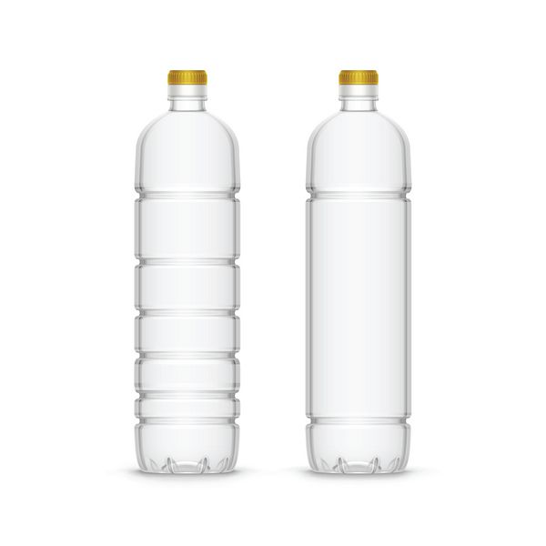 وکتور پلاستیک و روغن زیتون آفتابگردان پلاستیکی خالی بطری خالی و جدا شده بر روی زمینه سفید