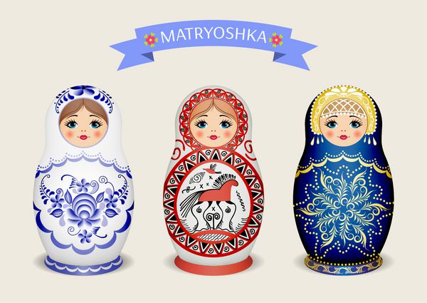 عروسک های روسی matryoshka تصویر برداری