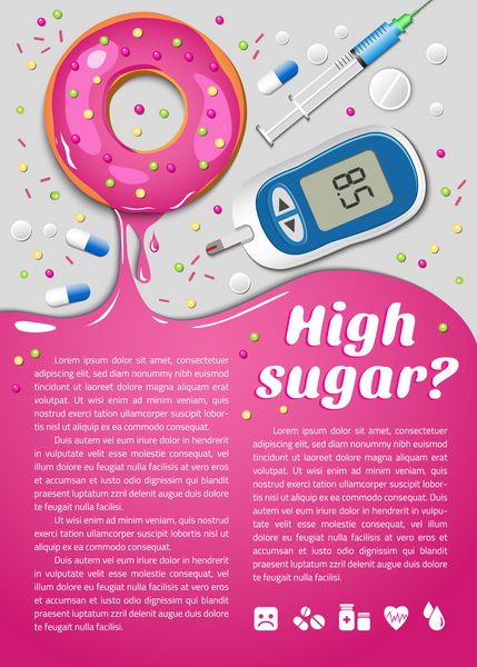 سوابق پزشکی پوستر رژیم غذایی دیابتی قند زیاد زمینه غذایی وکتور دونات