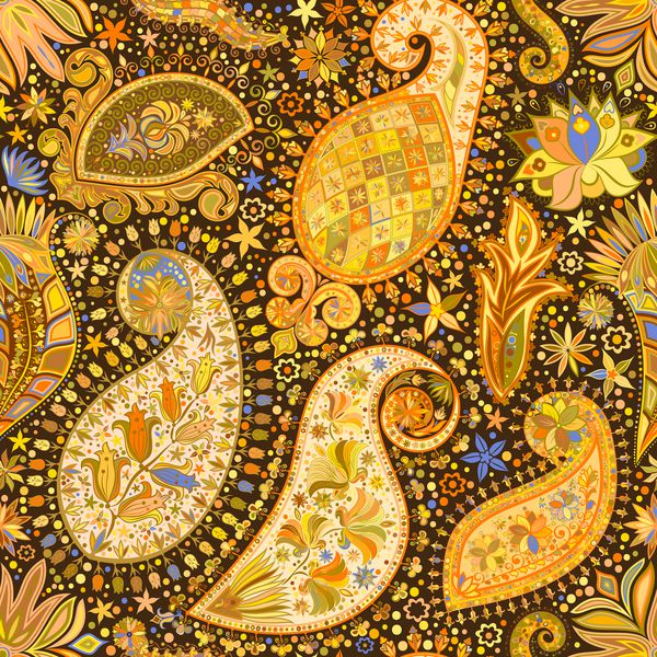 پس زمینه قهوه ای بی نقص طرح موزه گل الگوی توری انتزاعی دستمال کاغذ دیواری رنگارنگ