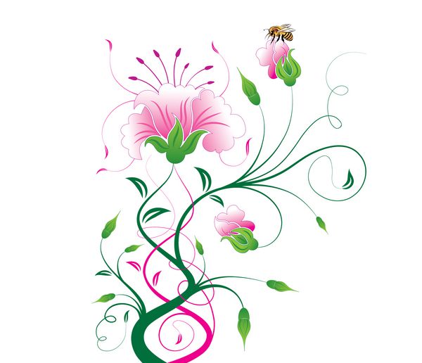 گل انتزاعی با زنبور عسل عنصر طراحی تصویر برداری