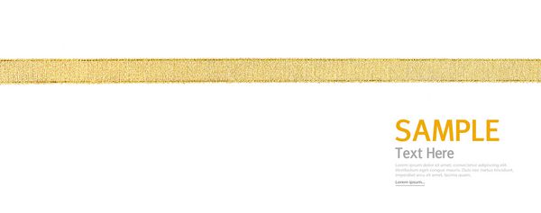 روبان طلای براق بر روی زمینه سفید با فضای کپی