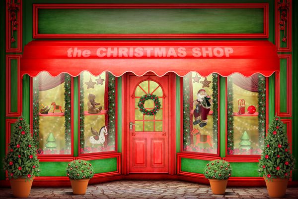 فروشگاه قرمز کریسمس با اسباب بازی