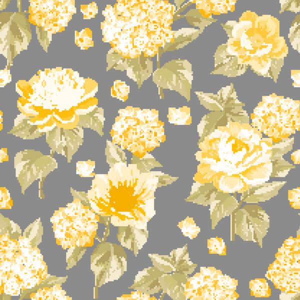 الگوی یکپارچه گل زرد برای طراحی پارچه تصویر برداری