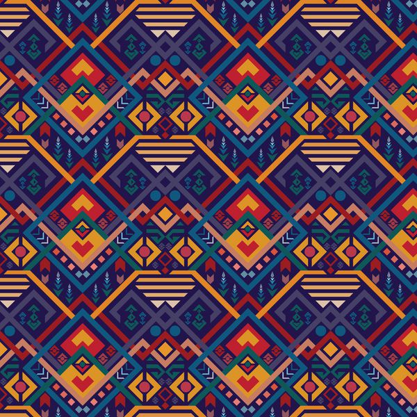 وکتور الگوهای قبیله ای قبیله ای هندسی با رنگ پس زمینه آبی