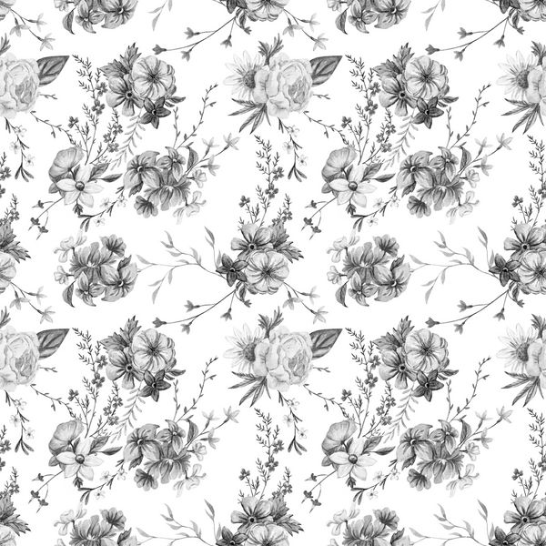 الگوی گل های آبرنگ تصاویر پس زمینه پرنعمت انگلیسی یکپارچهسازی با سیستمعامل گل رز دیزی سیاه و سفید