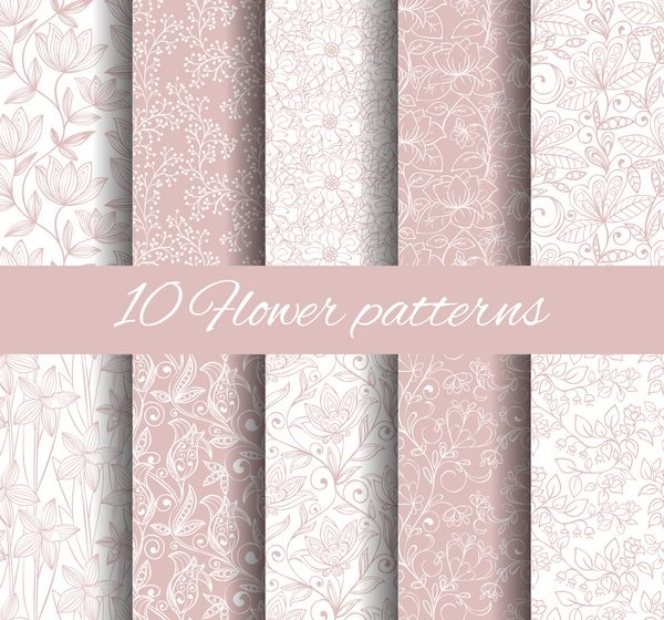 مجموعه ای از 10 الگوی گل یکپارچه
