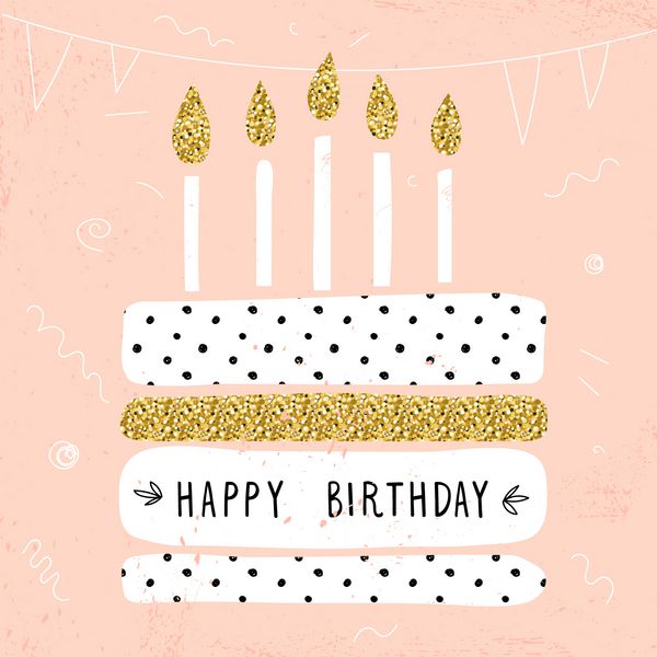 کارت تولدت مبارک با کیک و شمع تصویر برداری