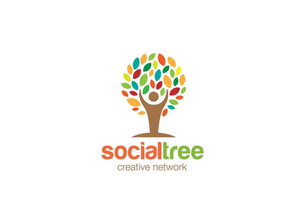 الگوی وکتور طراحی انتزاعی آرم Man Tree Logo نماد مفهوم آموزش و پرورش شبکه های اجتماعی