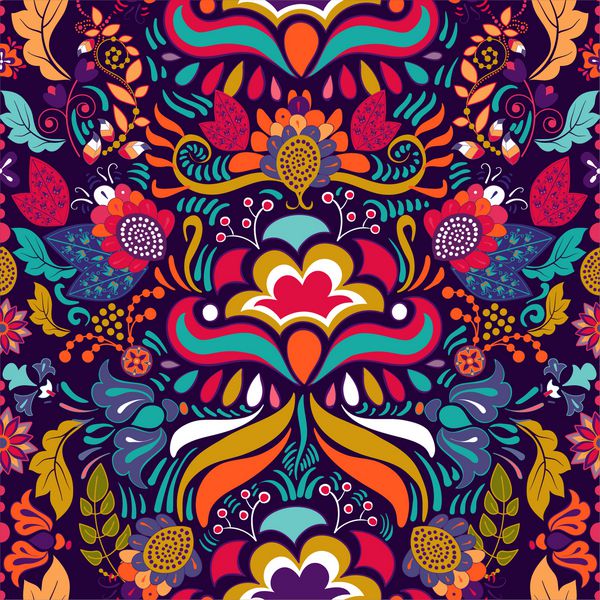 الگوی گلدار و رنگارنگ رنگارنگ الگوی گل های تزئینی طراحی پارچه روکش کاغذ بسته بندی فرش