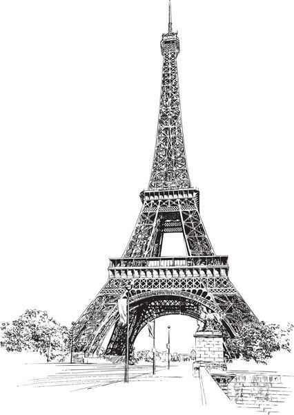 برج ایفل پاریس فرانسه طراحی دست تصویر برداری