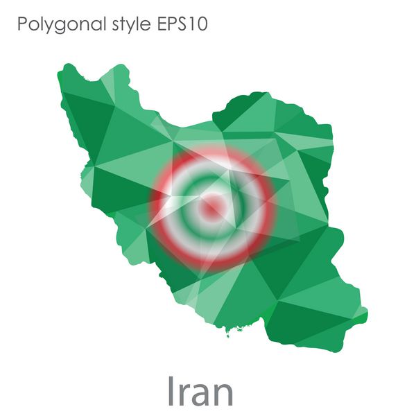نقشه ایران به سبک هندسی چند ضلعی زمینه انتزاعی و طراحی مدرن
