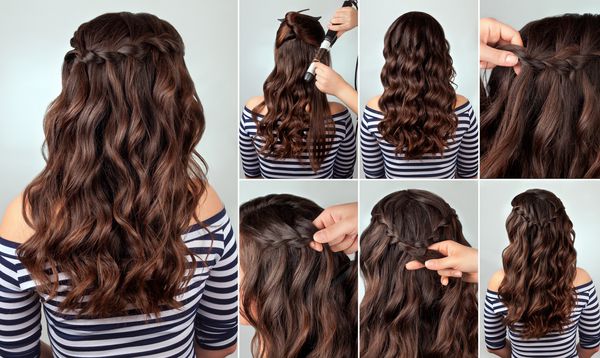 عکس آموزش مدل مو بافته مو برای موهای مجعد بلند