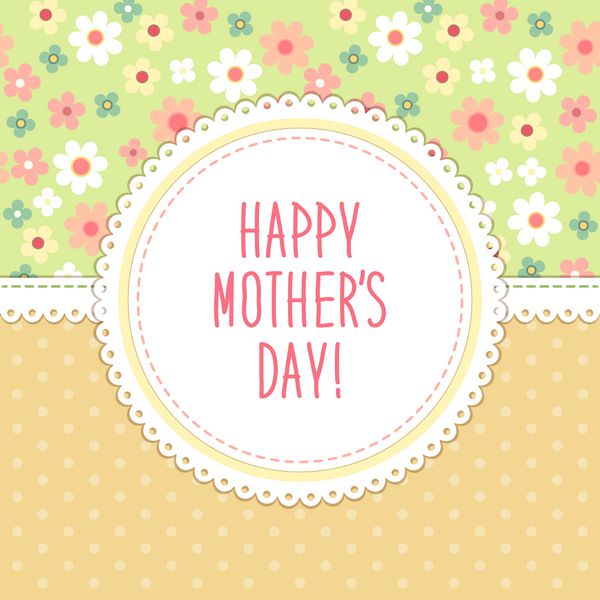 کارت روز ناز مادران با قاب توری دور با متن نوشته شده با دست روی زمینه گل به سبک شیک و شیک شیک