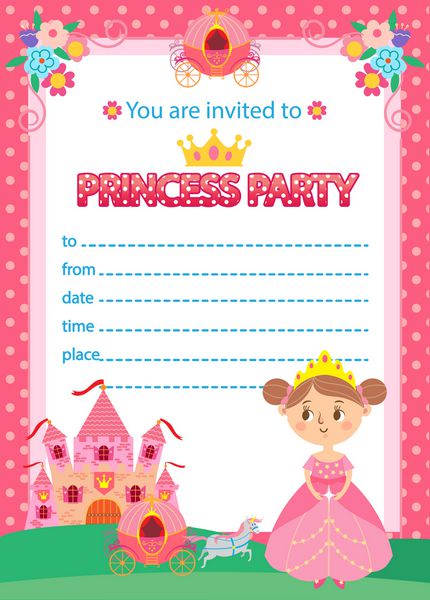 جشن تولد شاهزاده خانم کارت الگوی دعوت