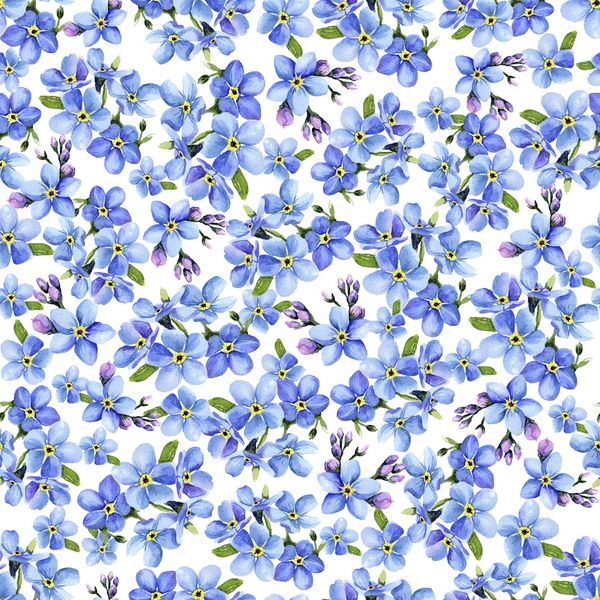 پس زمینه بدون درز با آبرنگ فراموش نکنید الگوی زیبا گلهای کوچک تابستانی زیبا آسمان آبی نقاشی شده با دست تصویر شطرنجی ایده آل برای بسته بندی کاغذ دکور پارچه طراحی وب