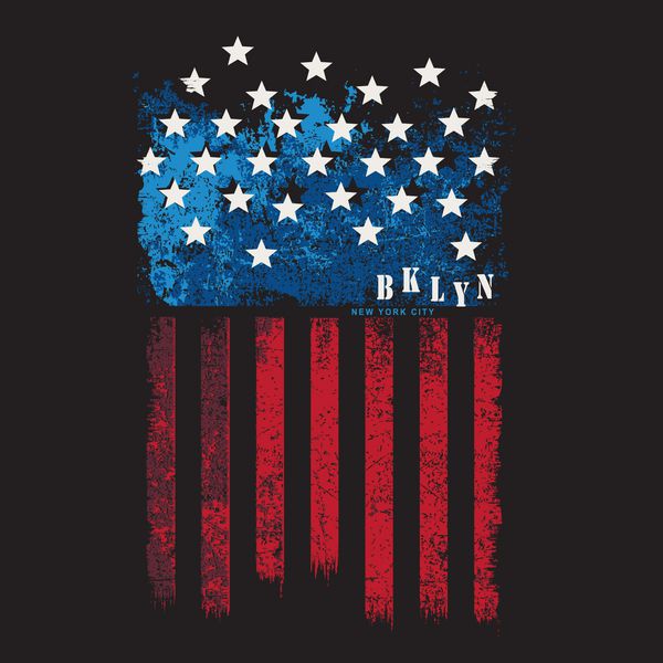 تایپوگرافی پرچم آمریکا نیویورک گرافیک تی شرت بردار