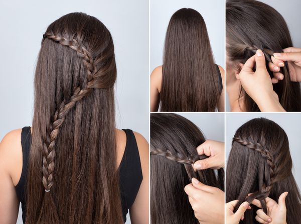 آموزش عکس قدم به قدم نوارهای ساده آبشار مدل مو برای موهای شل بلند و متوسط