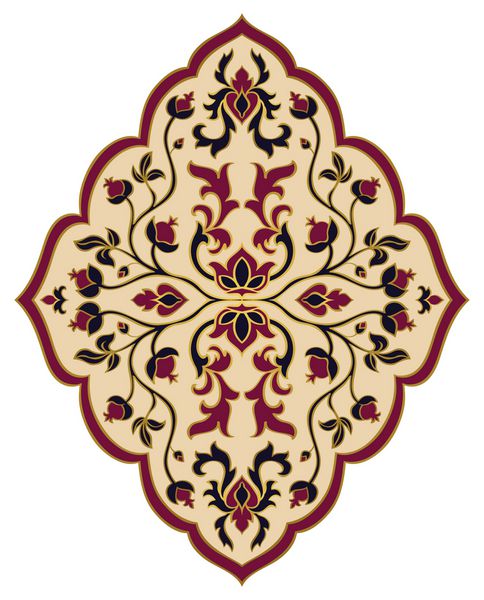 زینتی شرقی گلدار قالب برای فرش منسوجات و هر سطح الگوی وکتور کانتور طلا بر روی زمینه سفید عنصر طراحی