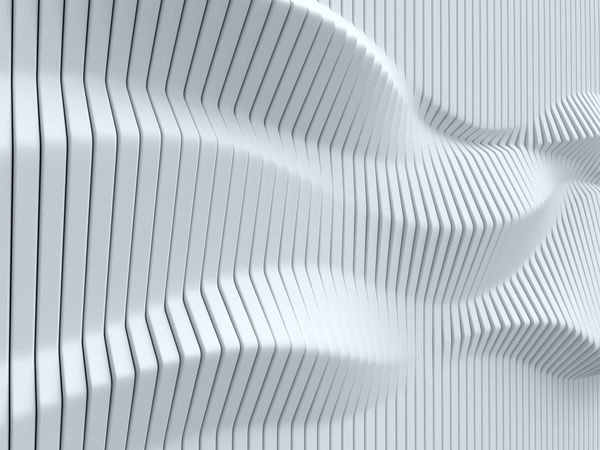 سطح انتزاعی ساخته شده از پانل های عمودی که شکل هندسه موج دار 3D را نشان می دهد