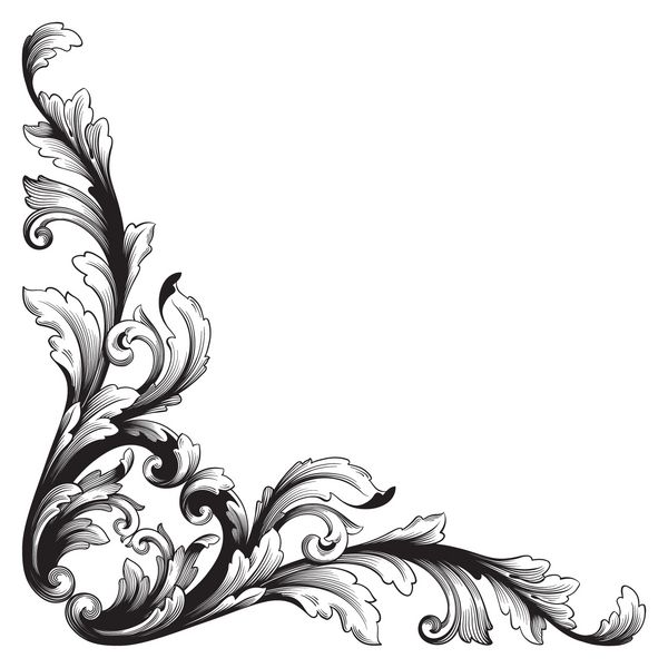 گل گوشه ای باروک پرنعمت حکاکی گوشه گوشه ای گل الگوی یکپارچهسازی با سیستمعامل گل عتیقه به سبک عتیقه شاخ و برگ شاخ و برگ تزئینی عناصر طراحی تزئینی خوشنویسی نخی عنصر گوشه ای از طراحی
